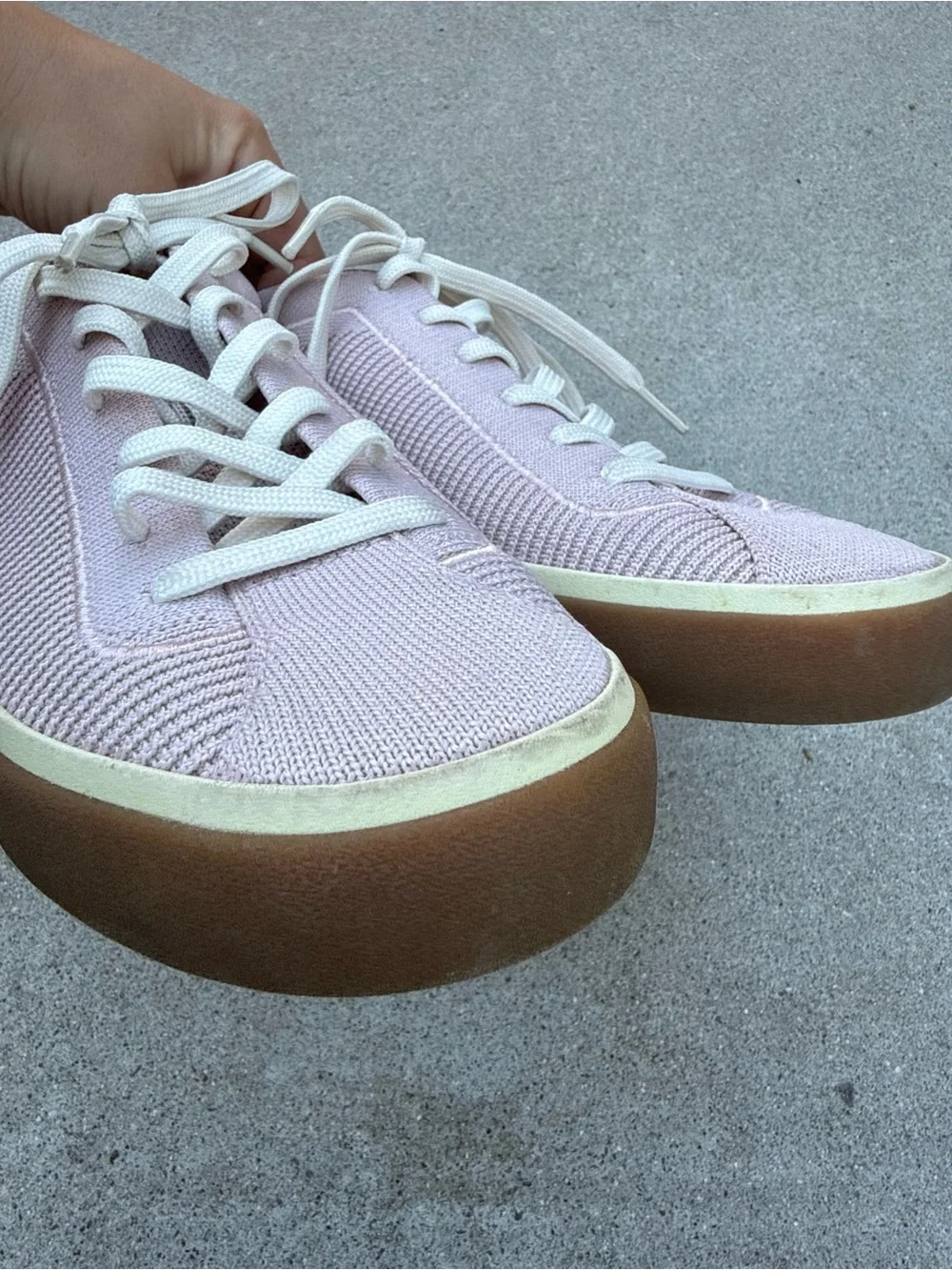 Rothy’s The Lace Up Sneaker in Light Pink Knit Streetwear Comfort Size Women’s 9